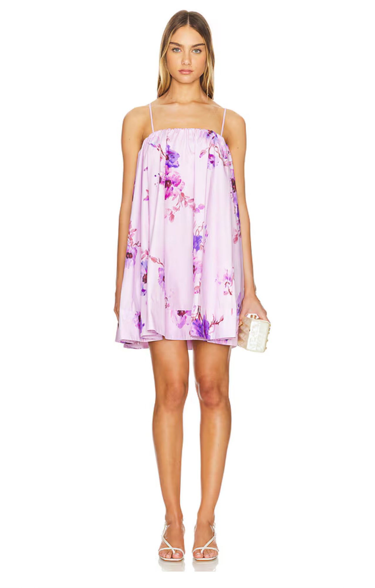 Zimmermann Lightburst Puff Mini Dress Purple Floral