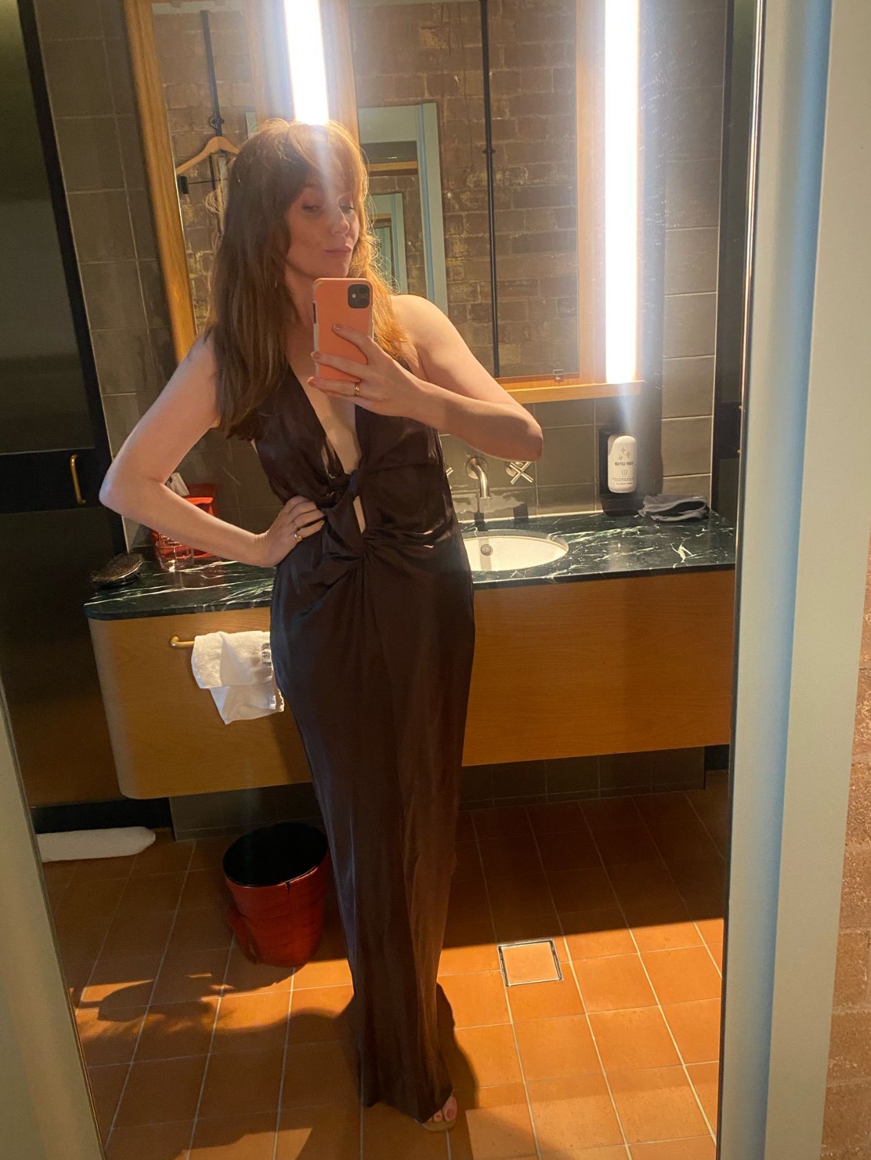 Sir The Label Como Twist Dress in Chocolate Lizzie Lend Sir The Label Como Twist Dress in Chocolate Lizzie Lend