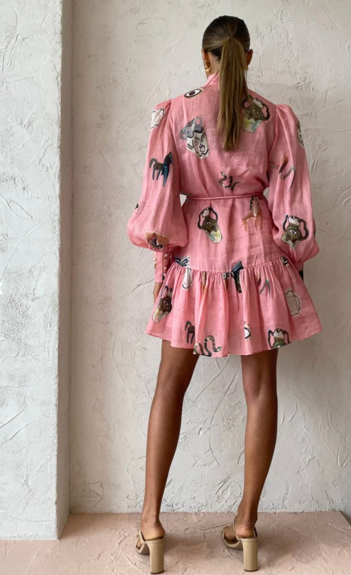 Alemais Cleo smock mini dress in pink