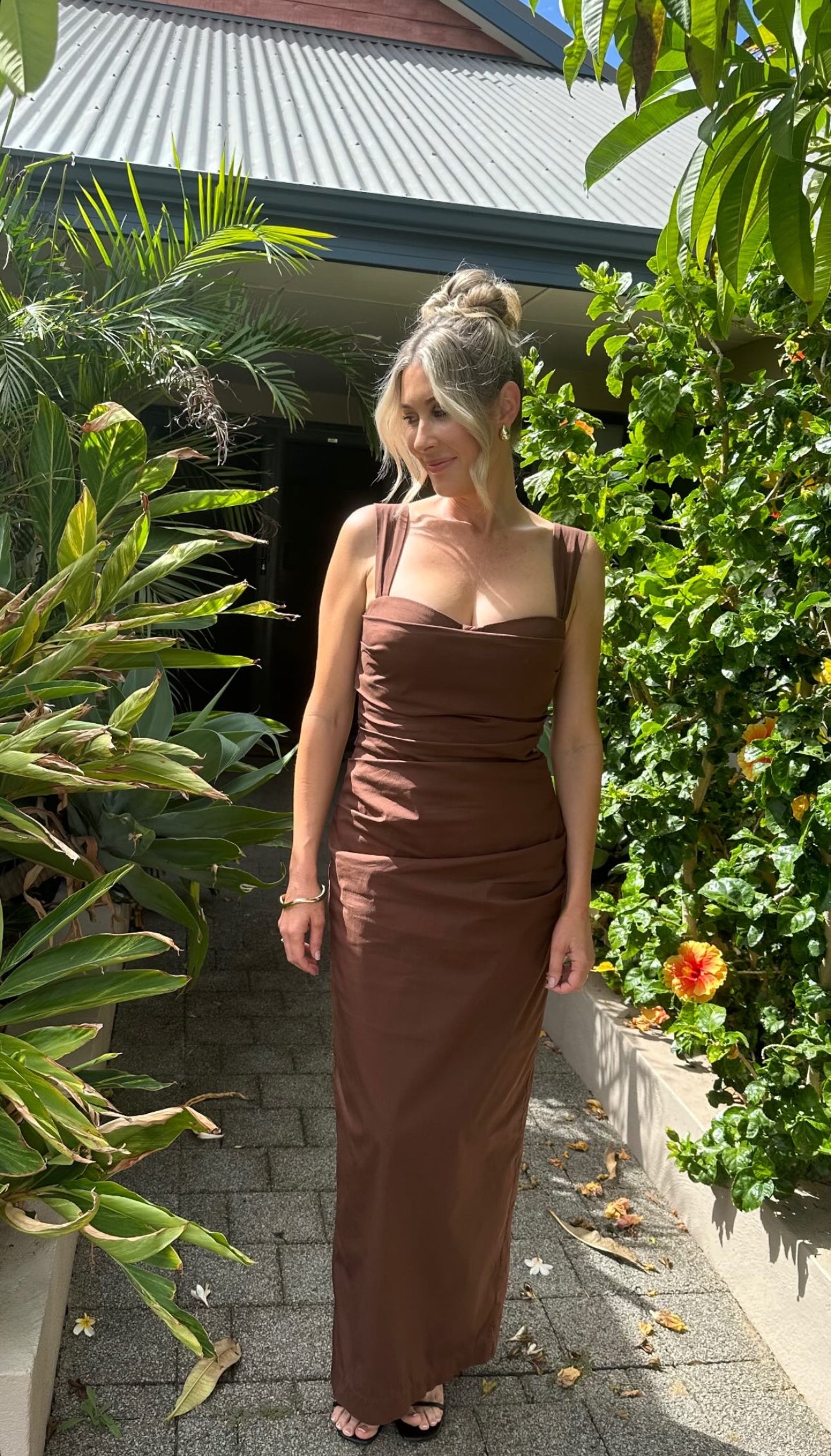 Sir The Label Dahlia Balconette Gown in Chocolate