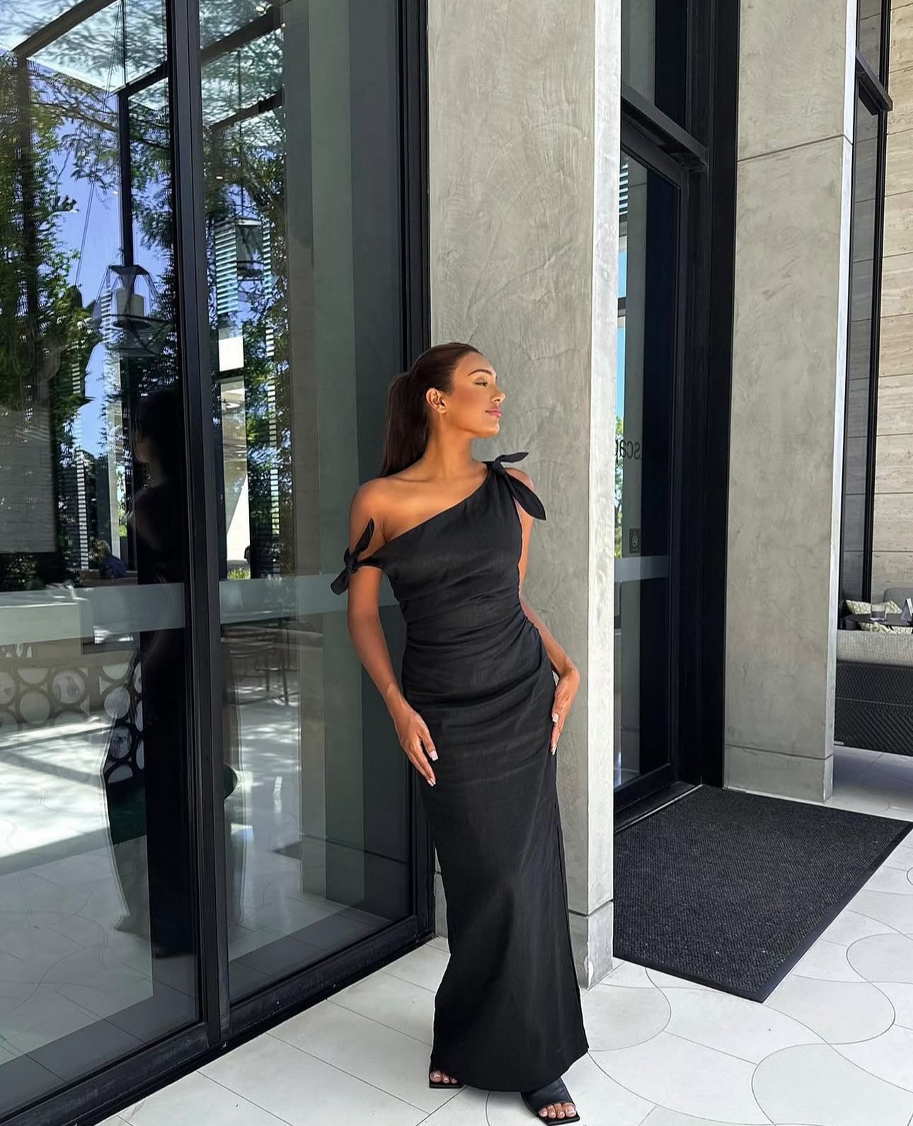 Sir The Label Bettina Black off-shoulder dress