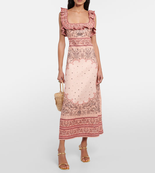 Zimmermann Matchmaker Frilled Midi Pink