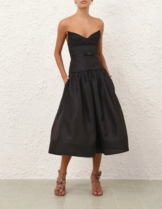 Zimmermann Rebellion Fitted Picnic Dress in Black