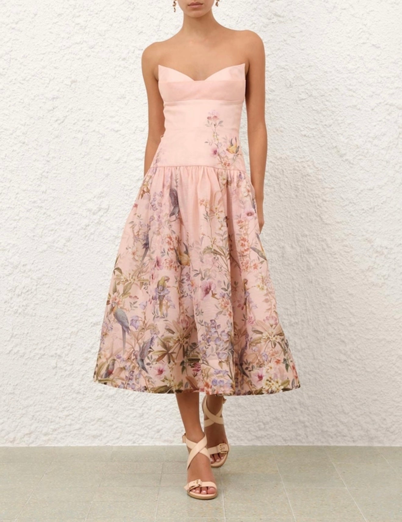 Zimmermann Rebellion Fitted Picnic Dress in Pink Aviary