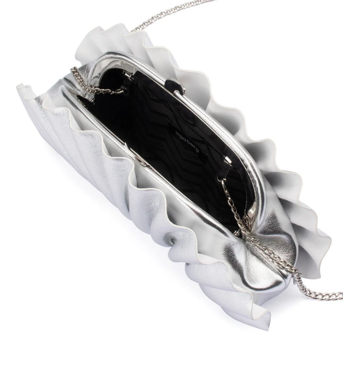 Olga Berg Hollie Pleated Clutch Gold Silver