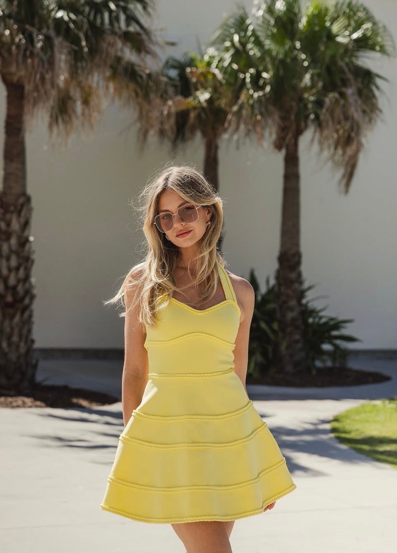 Elliatt Katlyn Halter Mini Dress in Yellow
