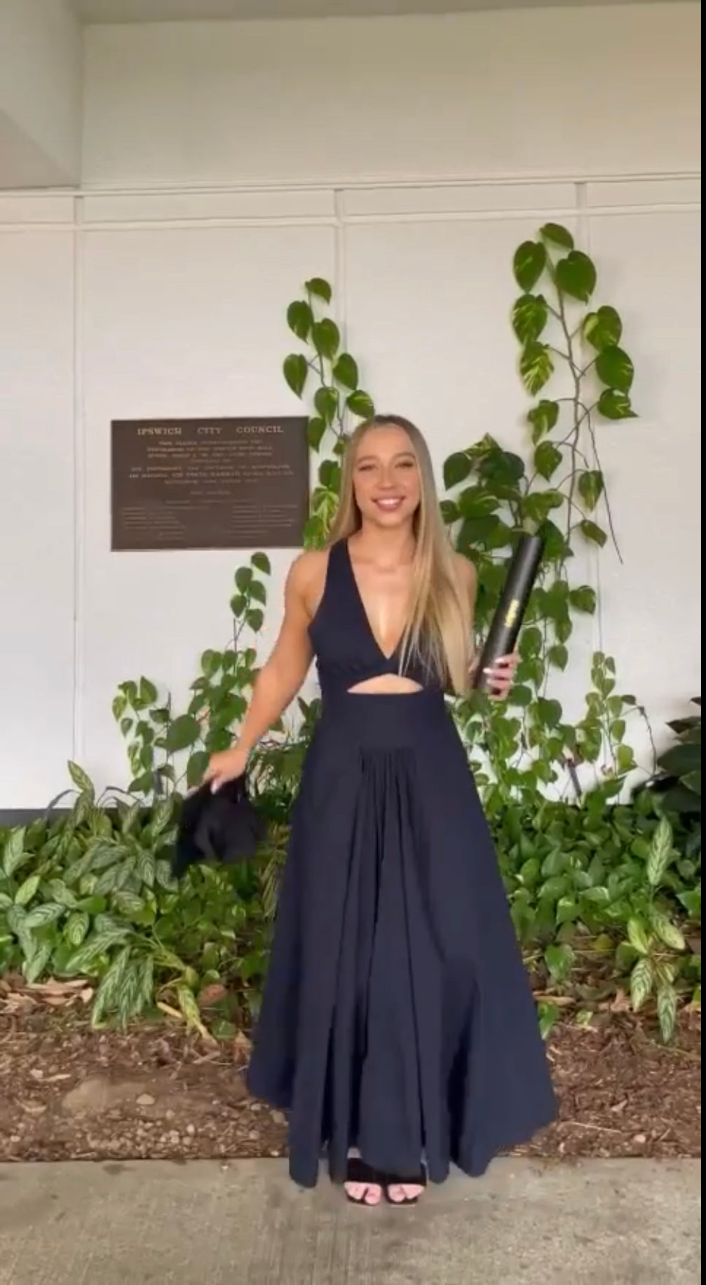 Scanlan Theodore Cotton Cross Back Dress Navy