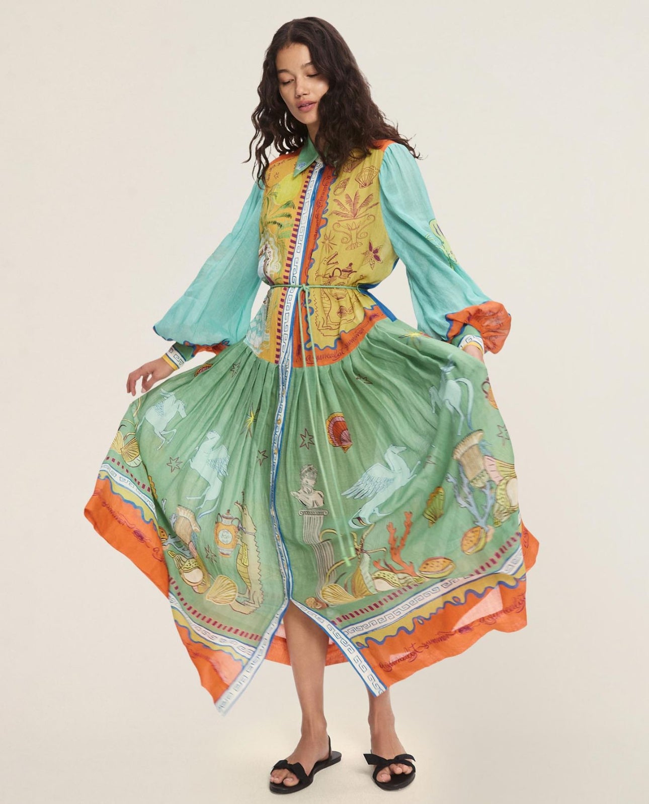 Alemais Surrealist Summer Ramie Shirtdress
