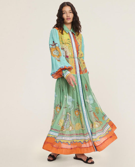 Alemais Surrealist Summer Ramie Shirtdress