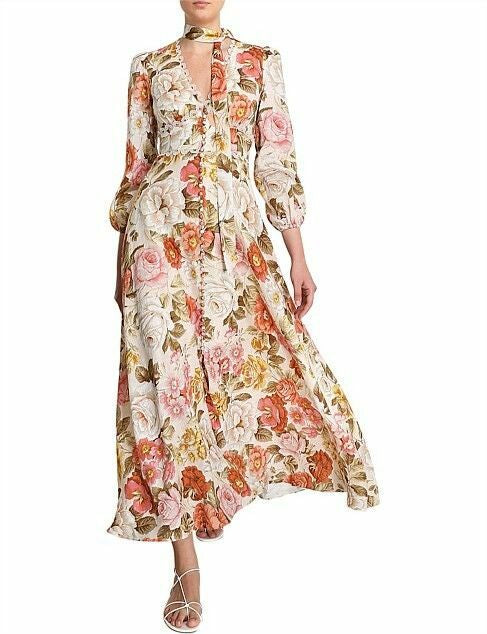 Zimmermann Bonita Linen Dress in Lemon Floral