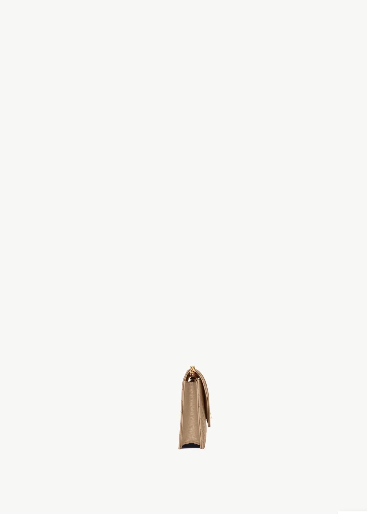 YSL Saint Laurent Cassandre Envelope Chain Wallet in Grain de Poudre Leather - Dark Beige