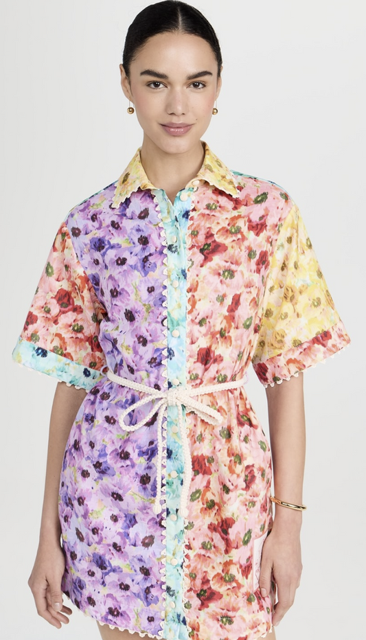 Zimmermann Lightburst Trimmed Shirt Dress