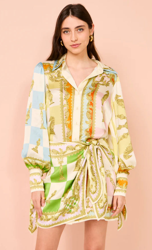 Alemais Checkmate Silk Mini Dress