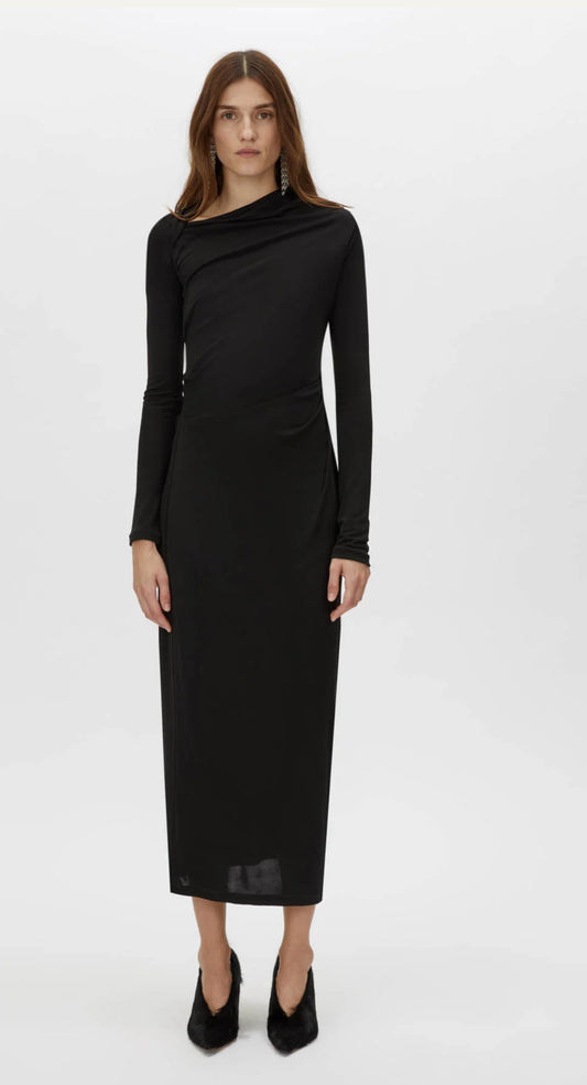 Camilla And Marc Mai Long Sleeve Midi Dress in Black