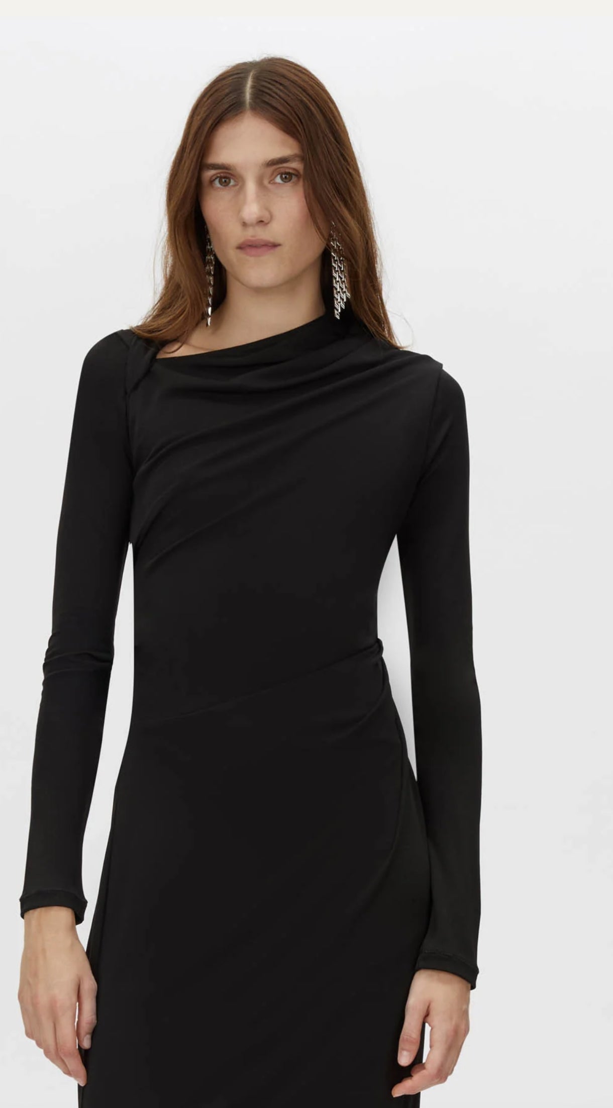 Camilla And Marc Mai Long Sleeve Midi Dress in Black
