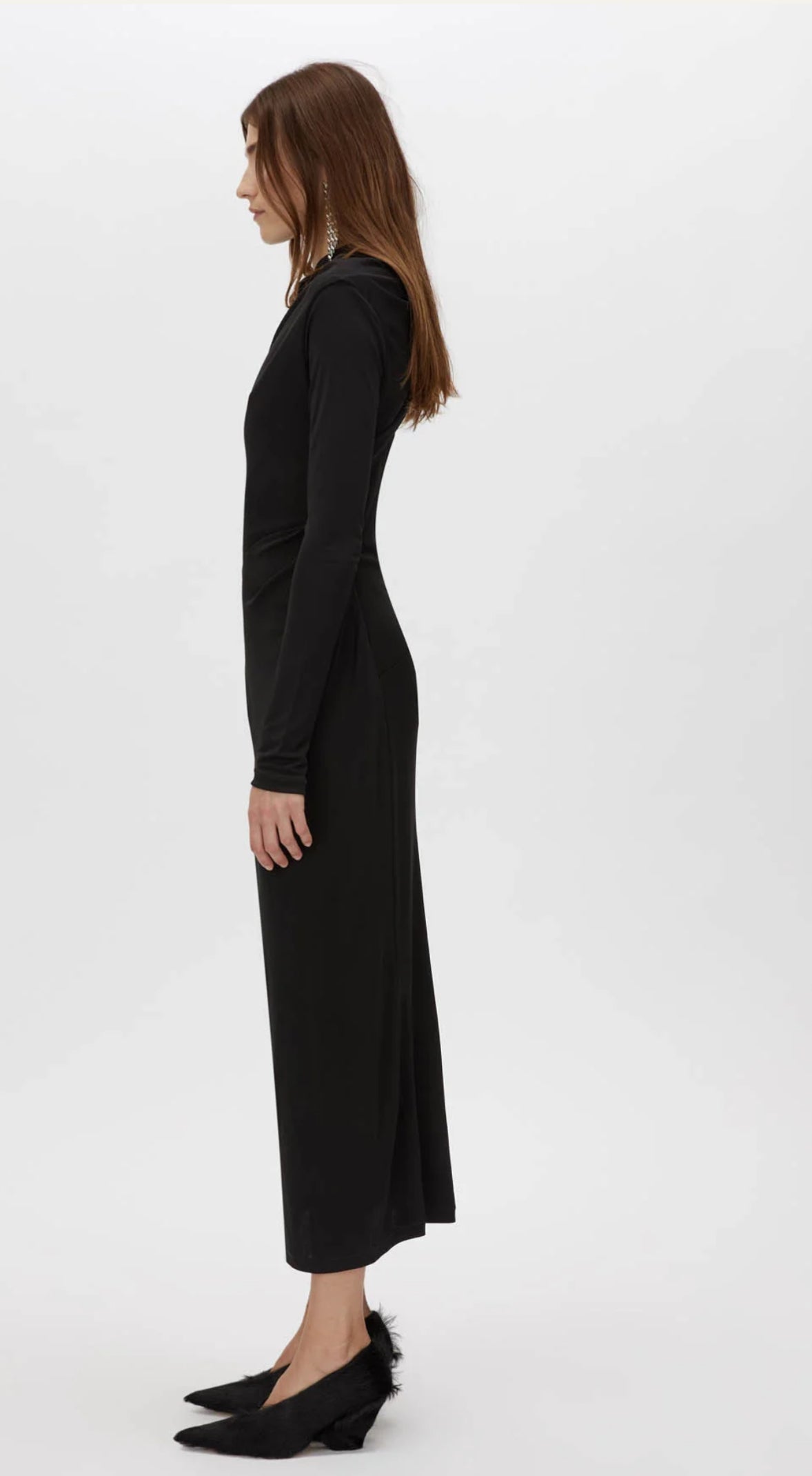 Camilla And Marc Mai Long Sleeve Midi Dress in Black