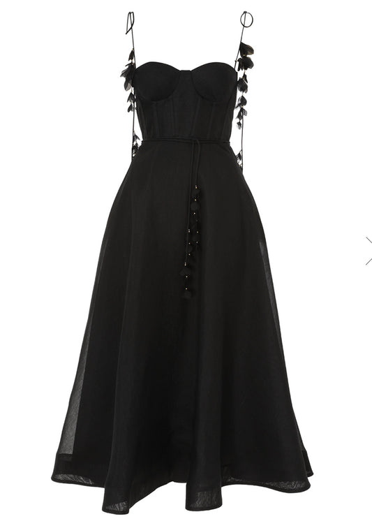 Zimmermann Natura Midi Corset Dress In Black