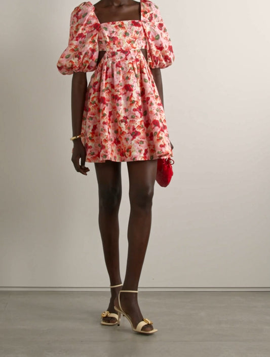 Zimmermann Lightburst cutout floral linen minidress