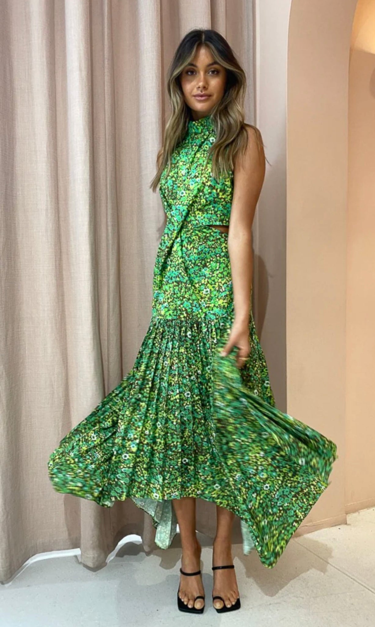 Alemais Phyllis twist front pleat dress