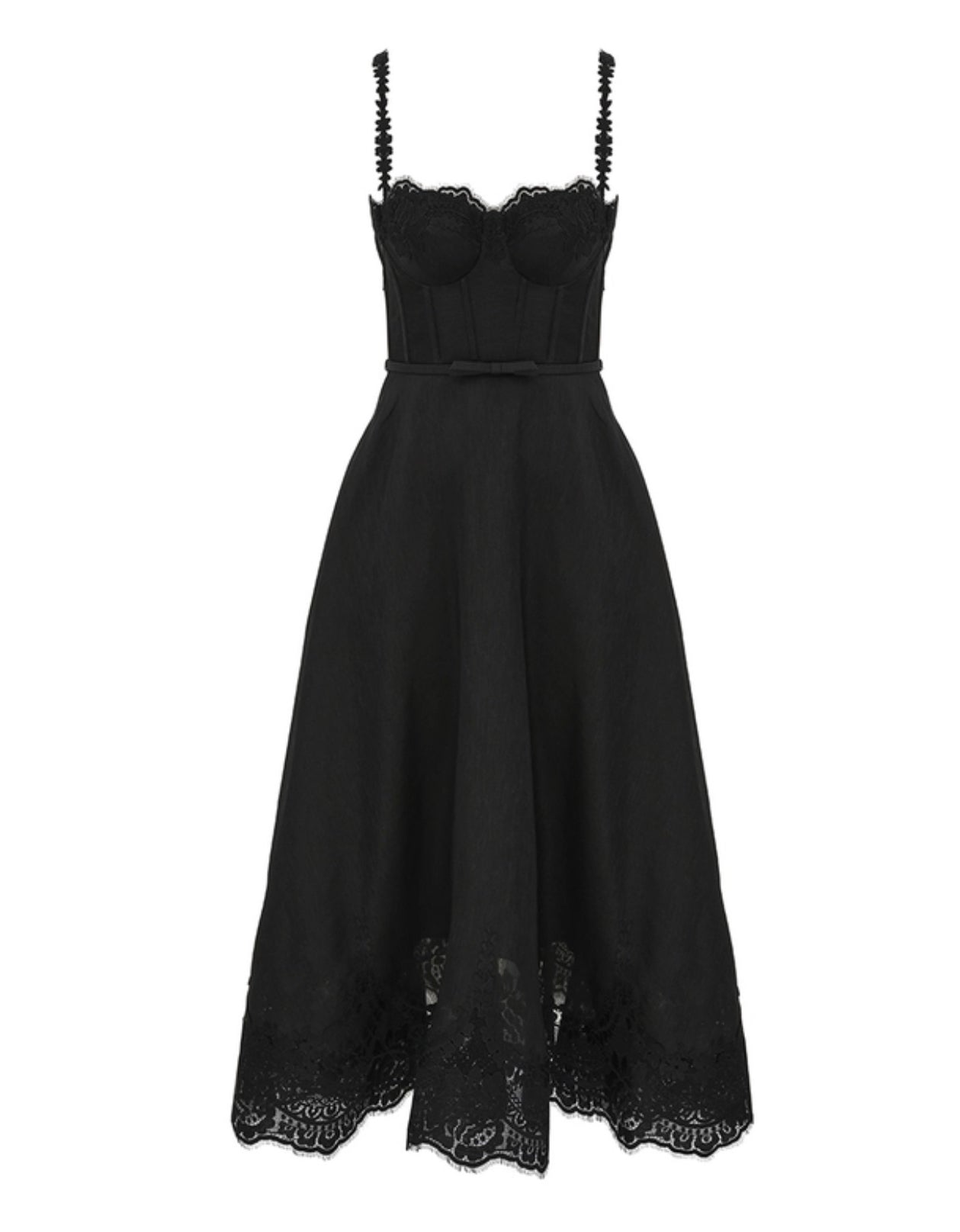 Zimmermann Hypnotic Lace Trim Gown in Black