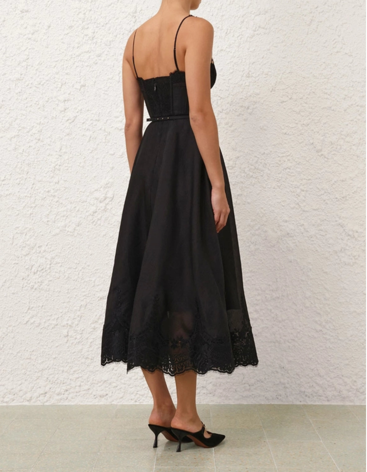 Zimmermann Hypnotic Lace Trim Gown in Black