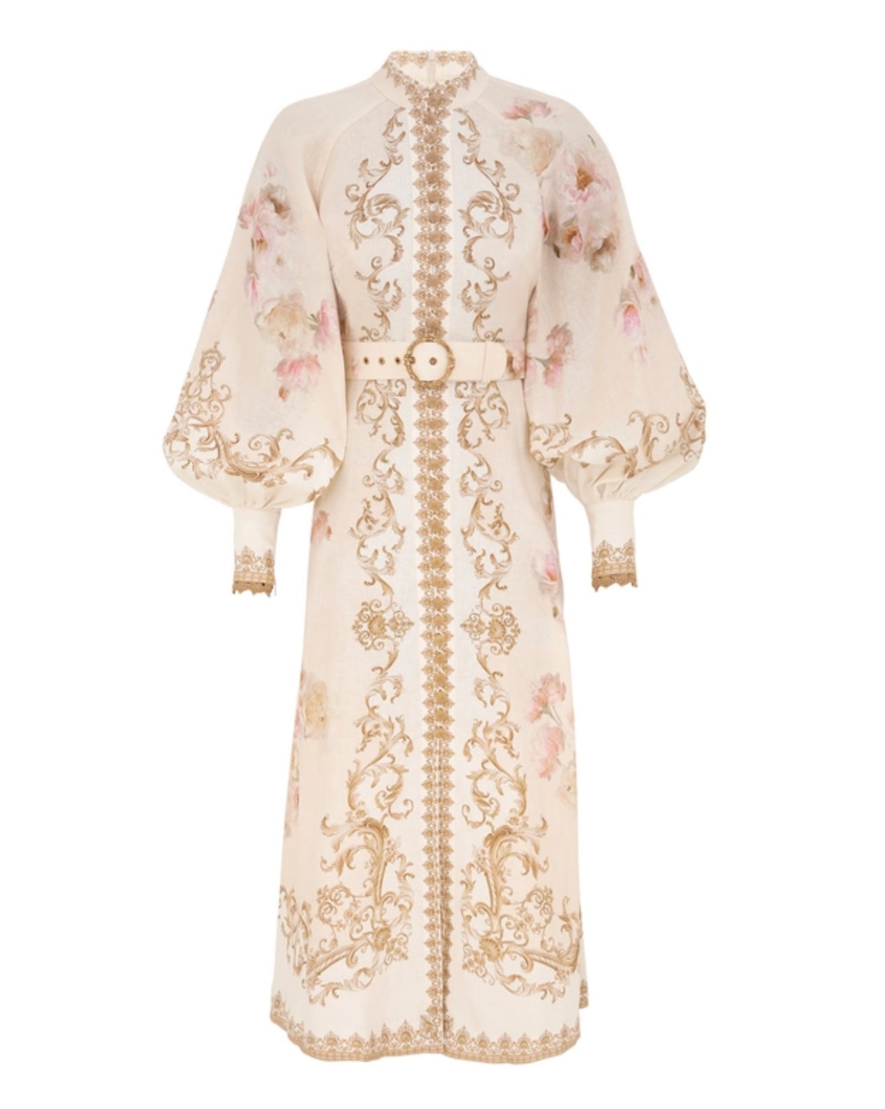 Zimmermann Hypnotic Buttoned Midi Dress in Cream Peony