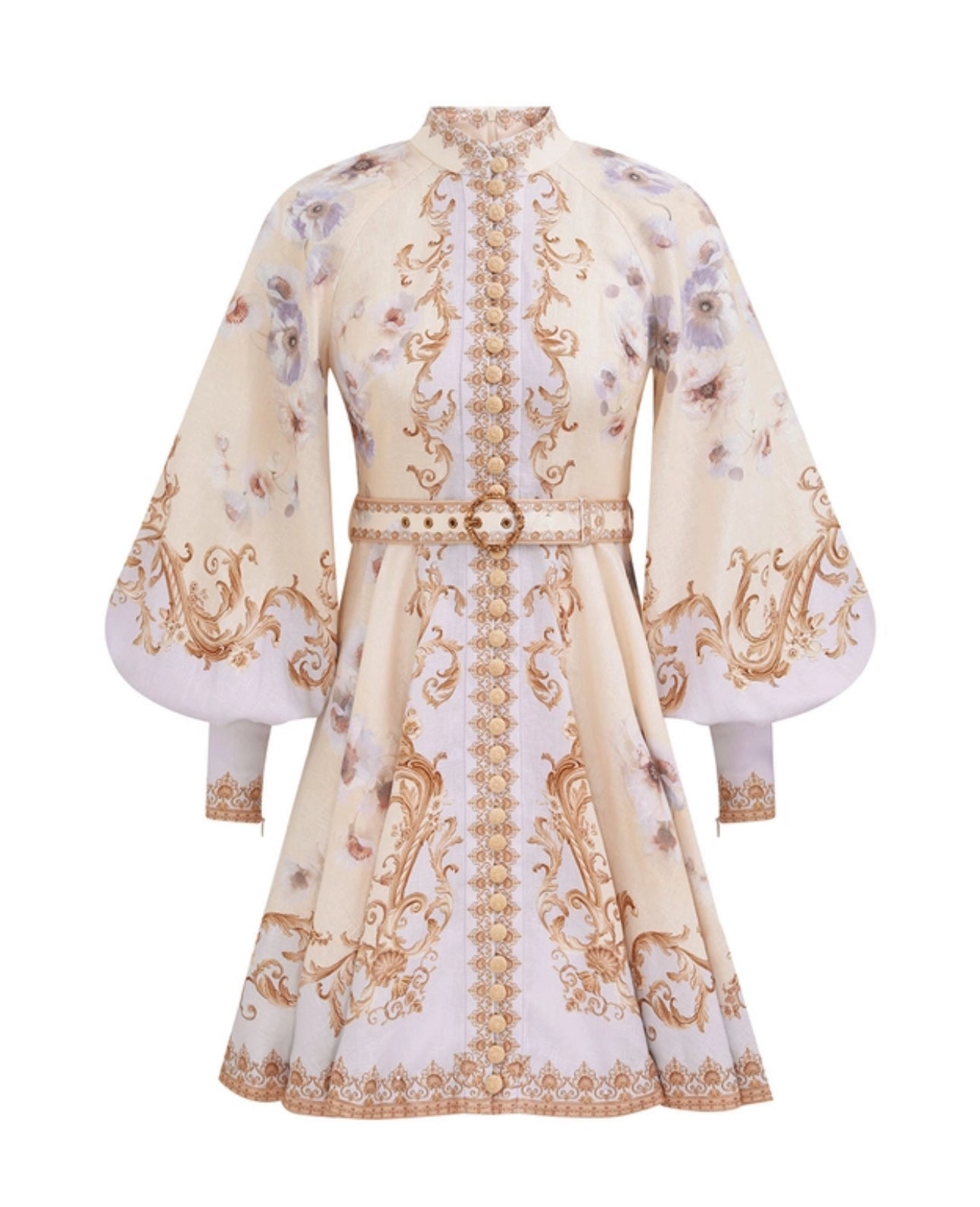 Zimmermann Hypnotic Buttoned Mini Dress in Blue Floral