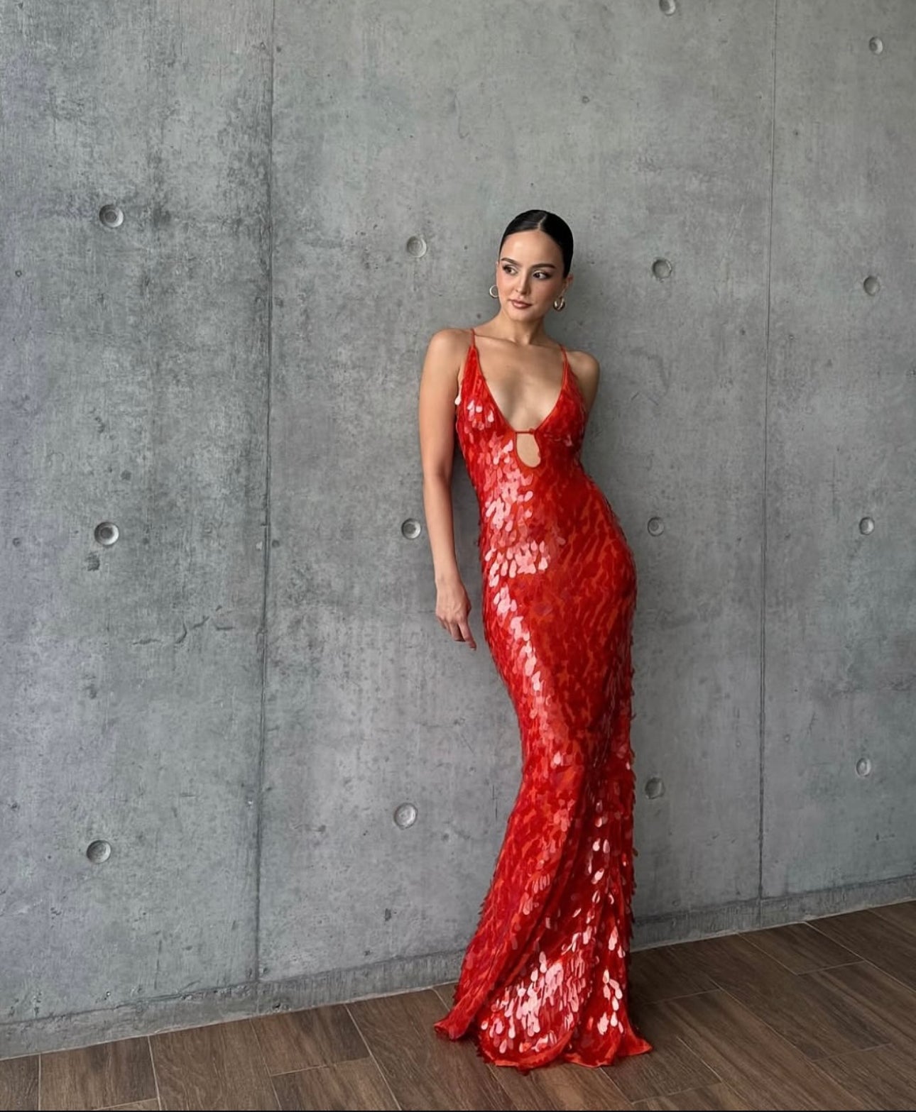 Misha Sapphire Sequin Maxi Dress in Red