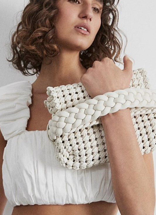 Aje Mirage Woven Clutch Bag