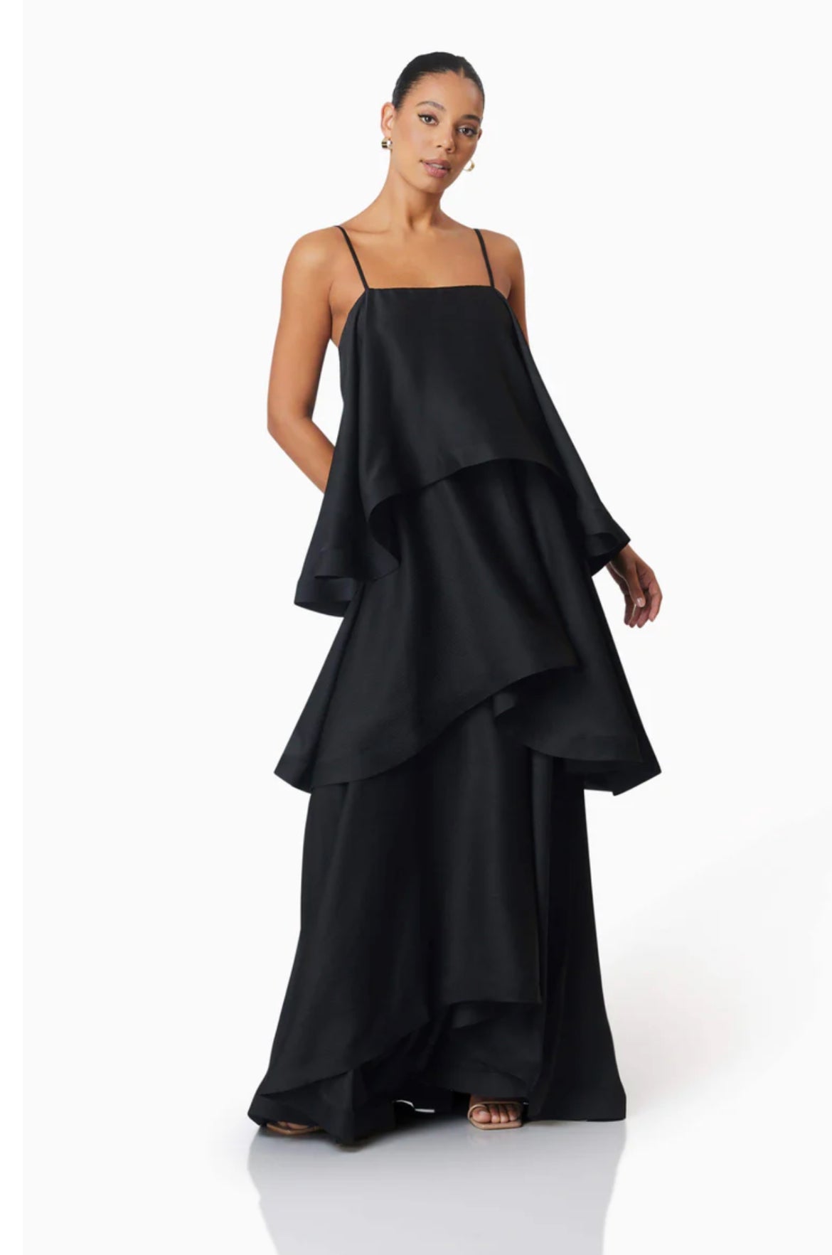 Elliatt Tilly Tiered Maxi Dress in Black