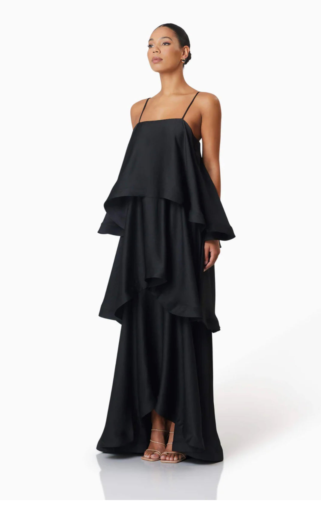 Elliatt Tilly Tiered Maxi Dress in Black