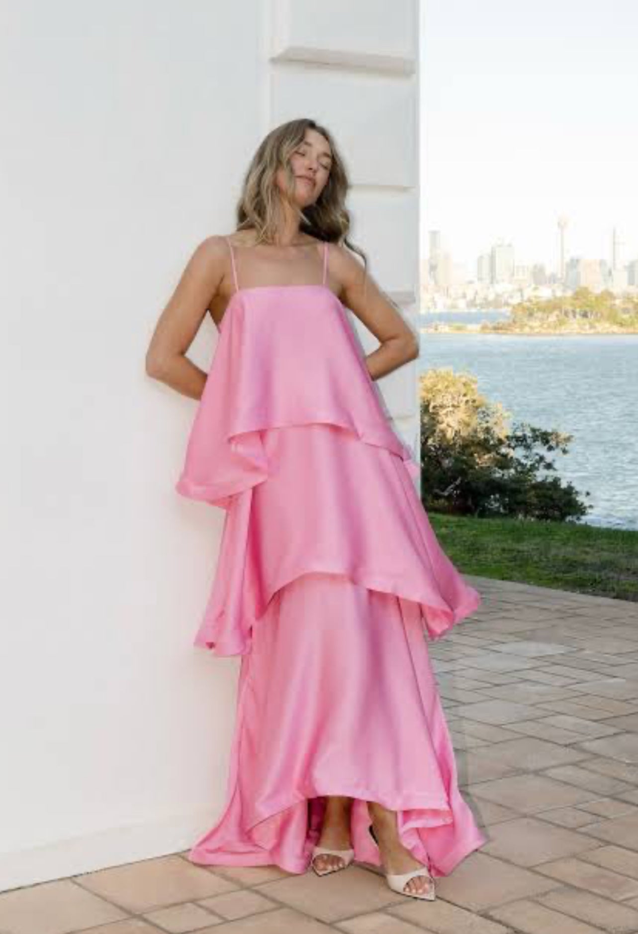Elliatt Tilly Tiered Maxi Dress In Pink – Lizzie Lend