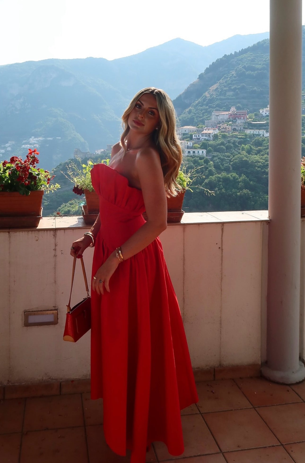 maxi red dress australia Kylie | Red High-Neck Maxi Dress With Chiffon Skirt Club L London