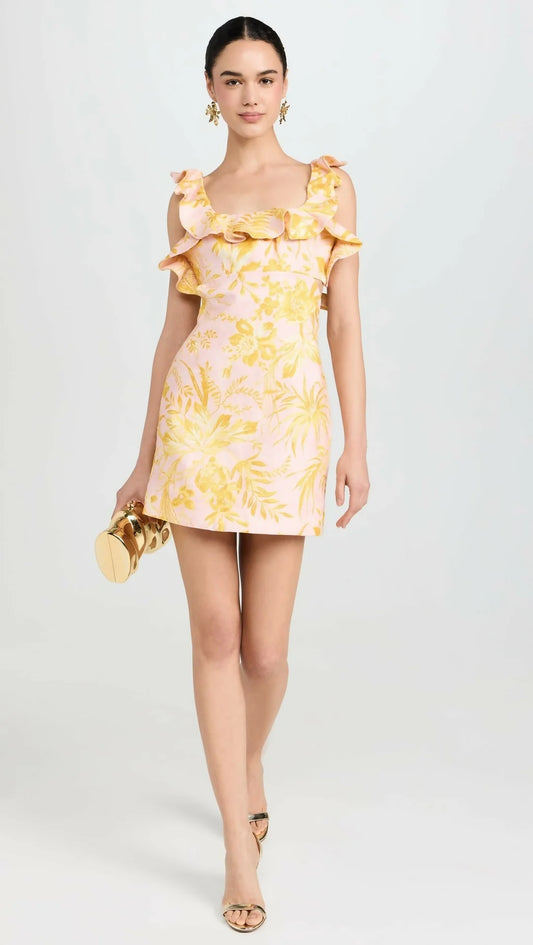 Zimmermann Golden Ruffle Mini Dress