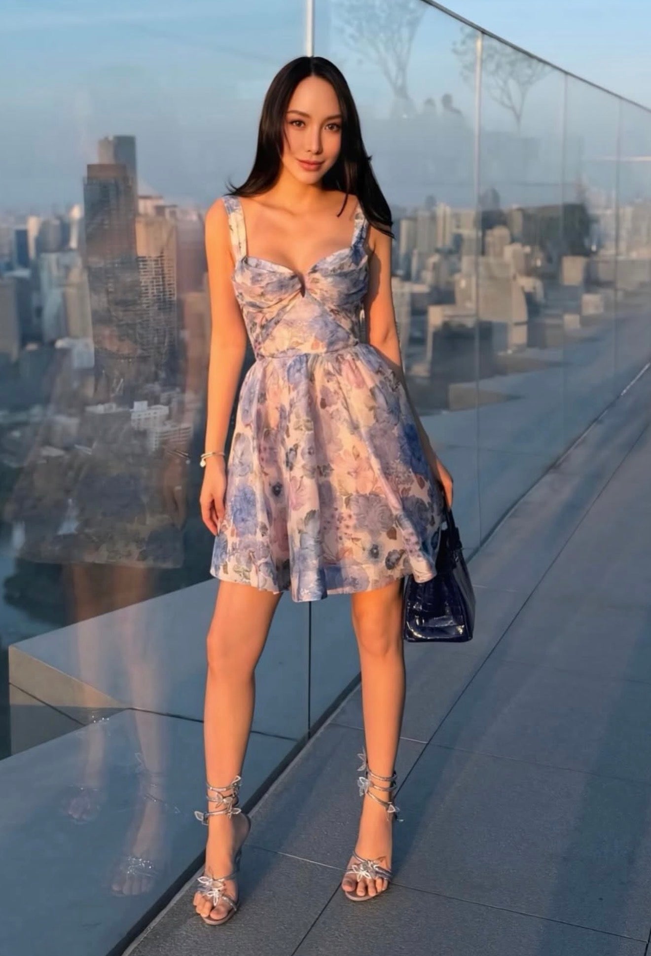 Zimmermann Rebellion Drape Mini Dress in Sky Bloom