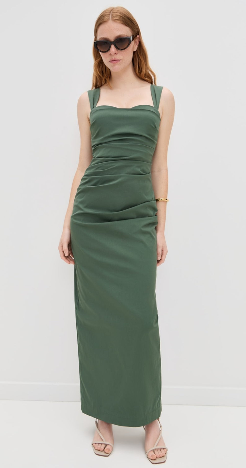 Sir The Label Florent Balconette Gown in Forest Green