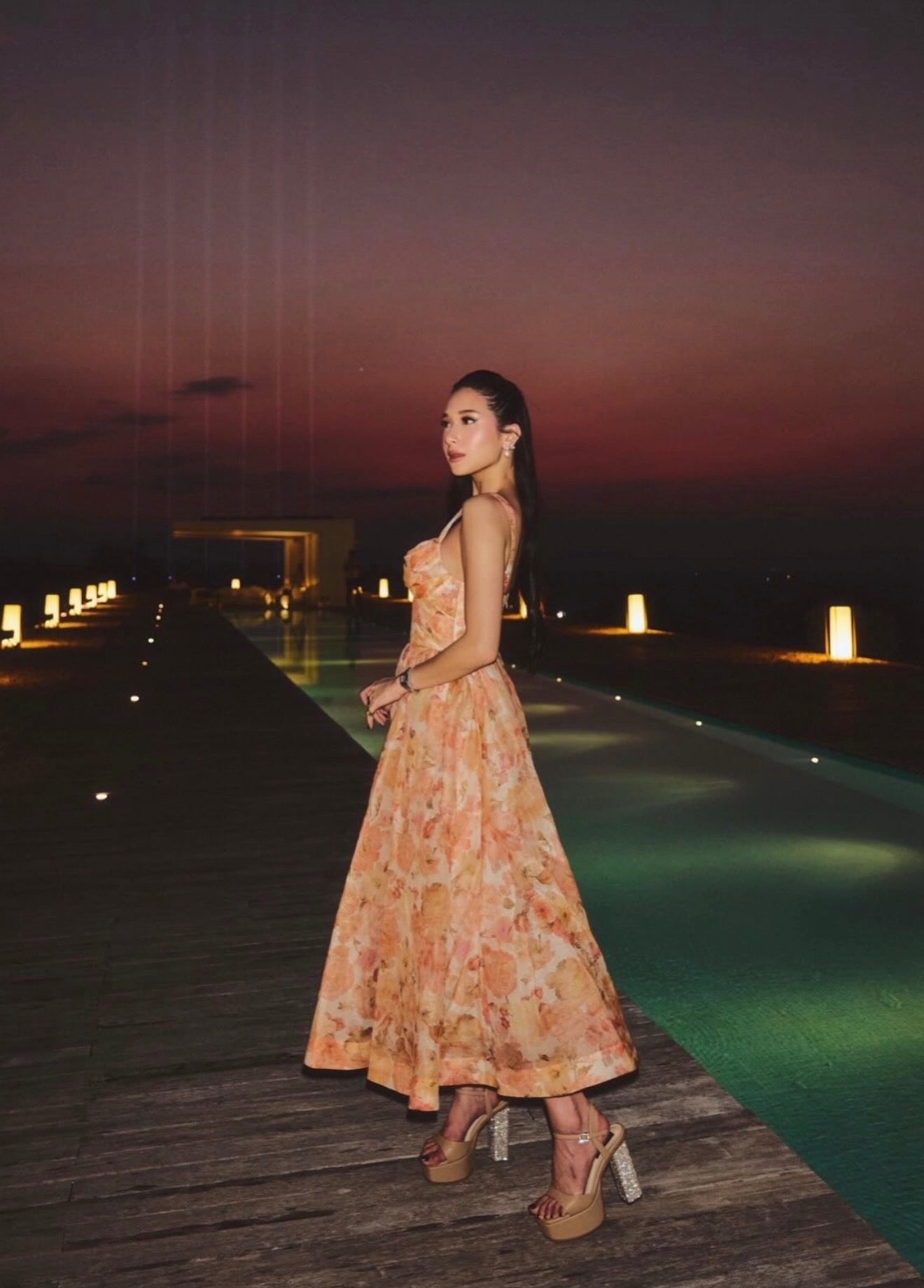 Zimmermann Rebellion Drape Midi Dress in Golden Bloom