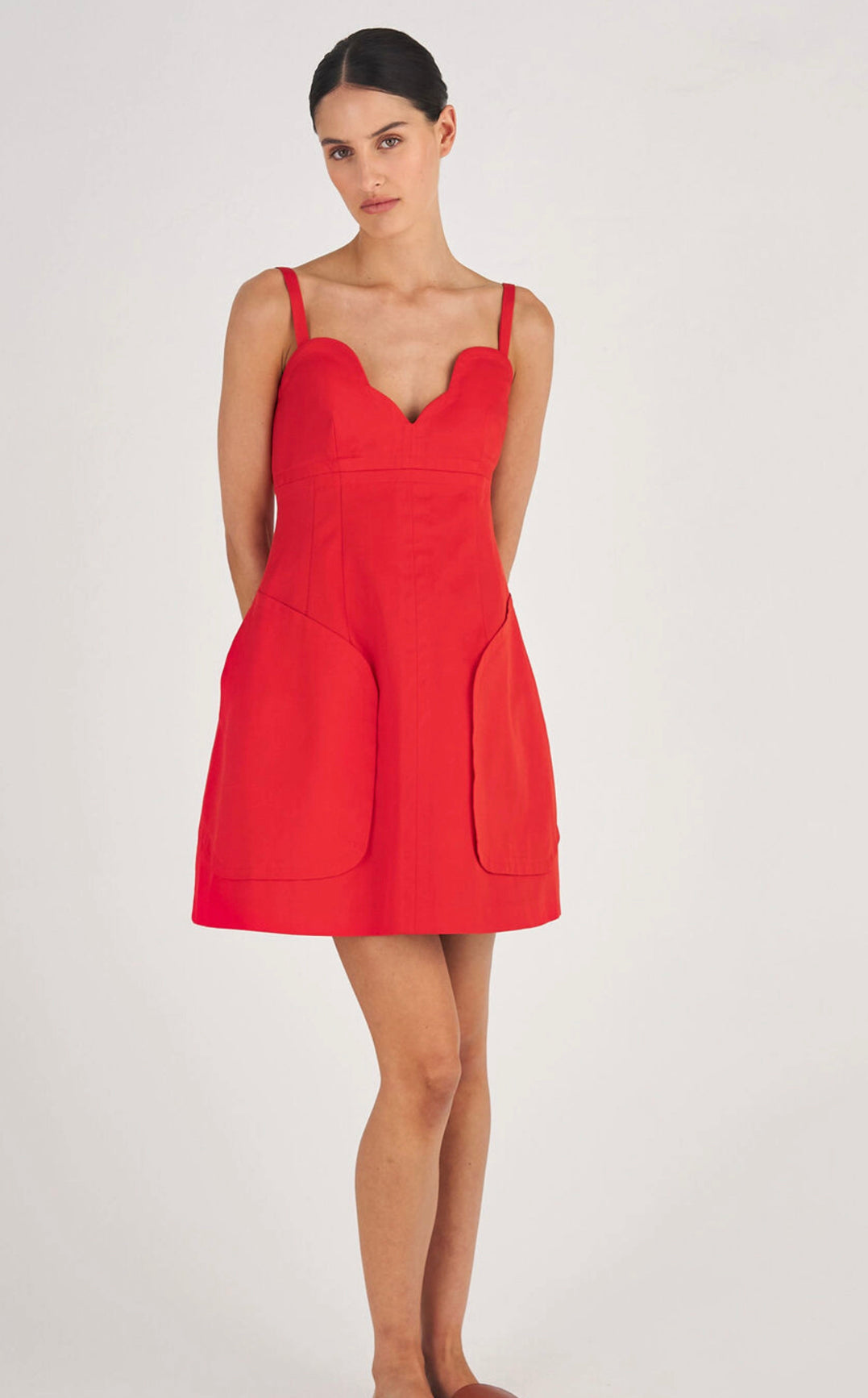 Oroton Short Scallop Dress True Red
