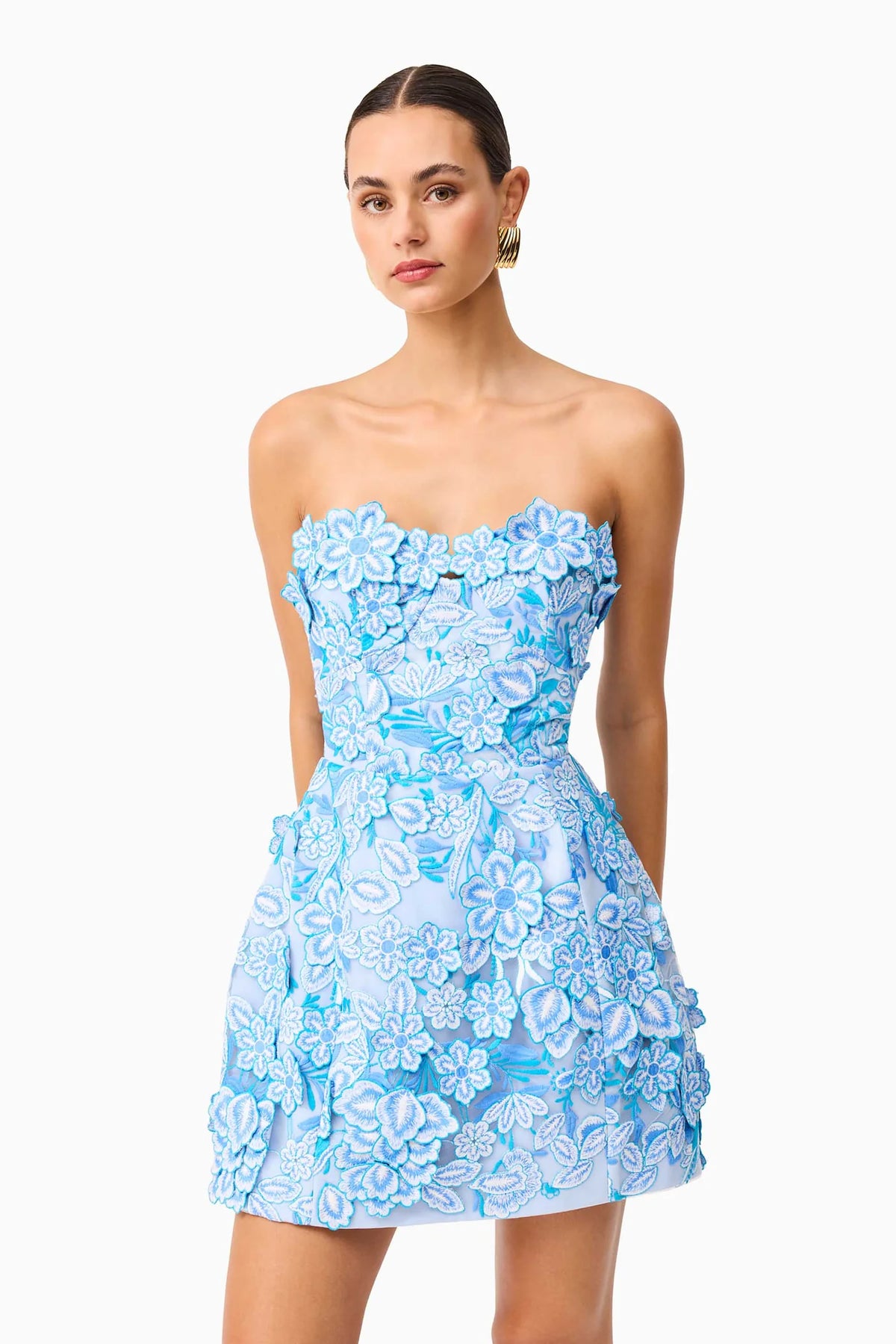 Elliatt Roseate Floral Mini Dress in Blue