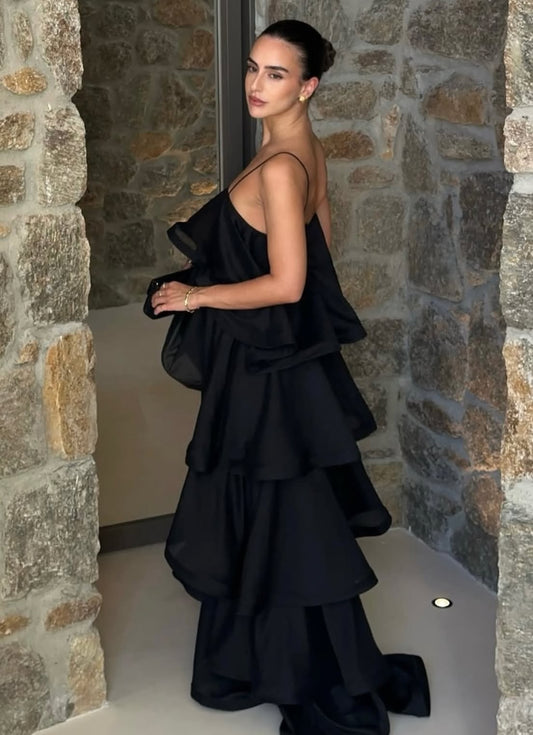 Elliatt Tilly 5 Tiered Maxi Dress in Black