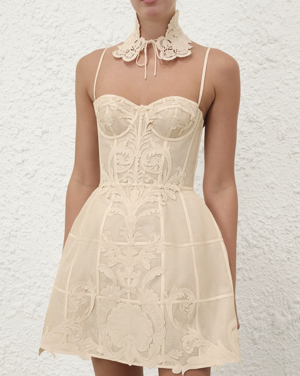 Zimmermann Rebellion Filigree Mini Dress in Cream