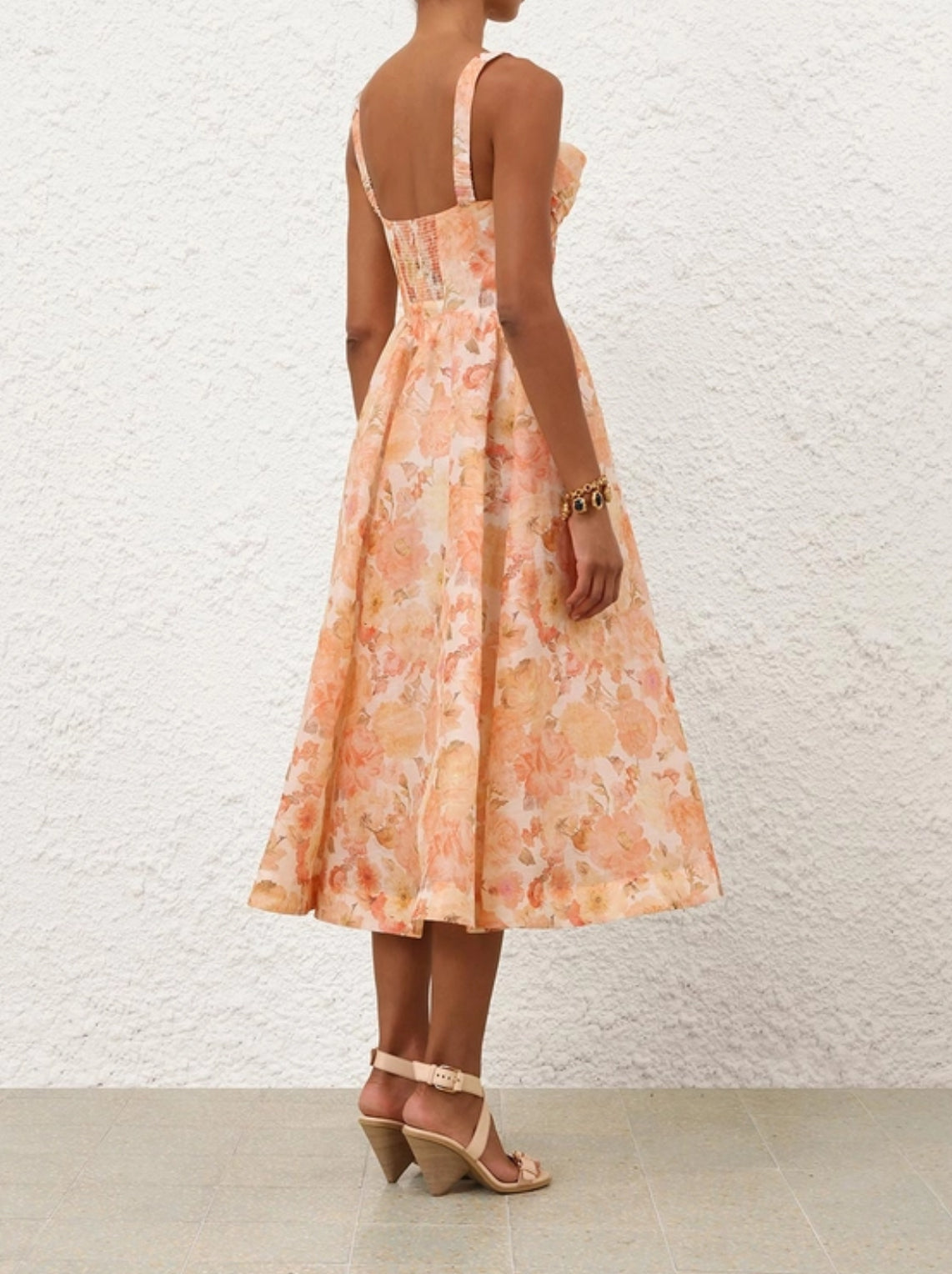 Zimmermann Rebellion Drape Midi Dress in Golden Bloom