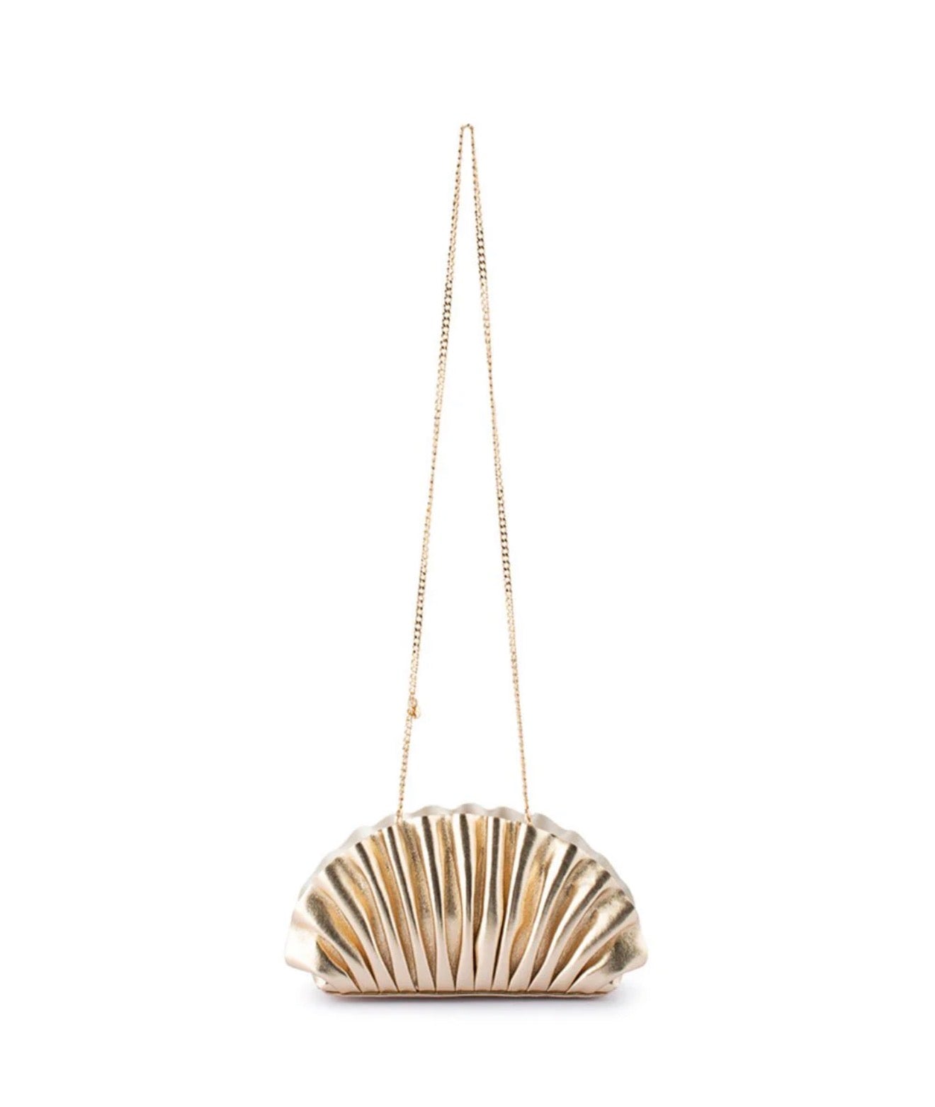 Olga Berg Hollie Pleated Clutch Gold