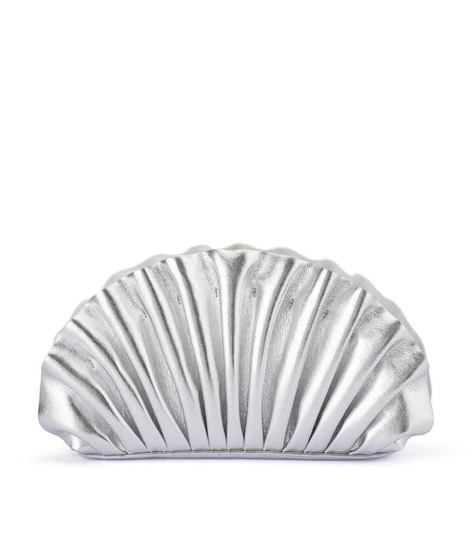 Olga Berg Hollie Pleated Clutch Silver