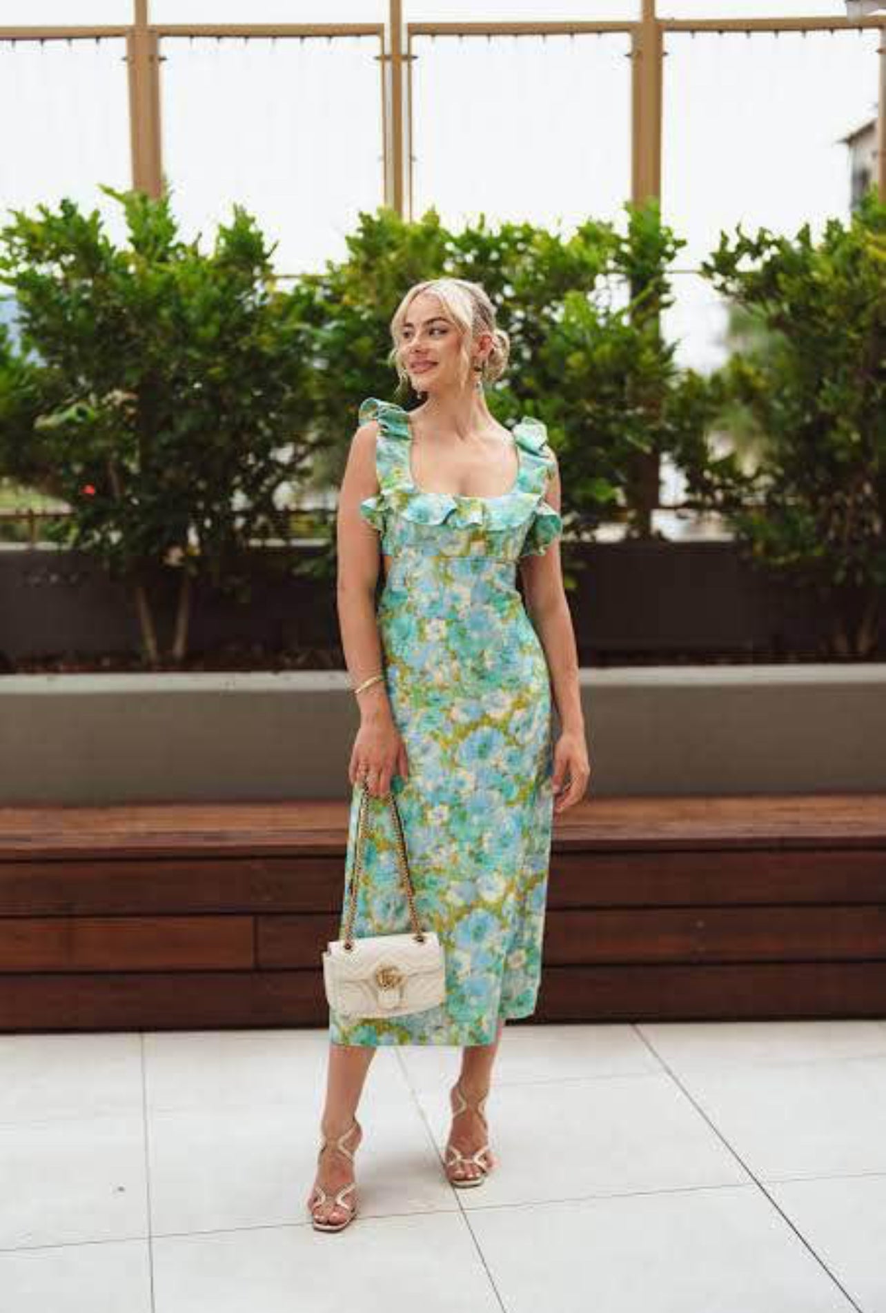 Zimmermann High Tide open-back ruffled floral-print linen midi dress size 2