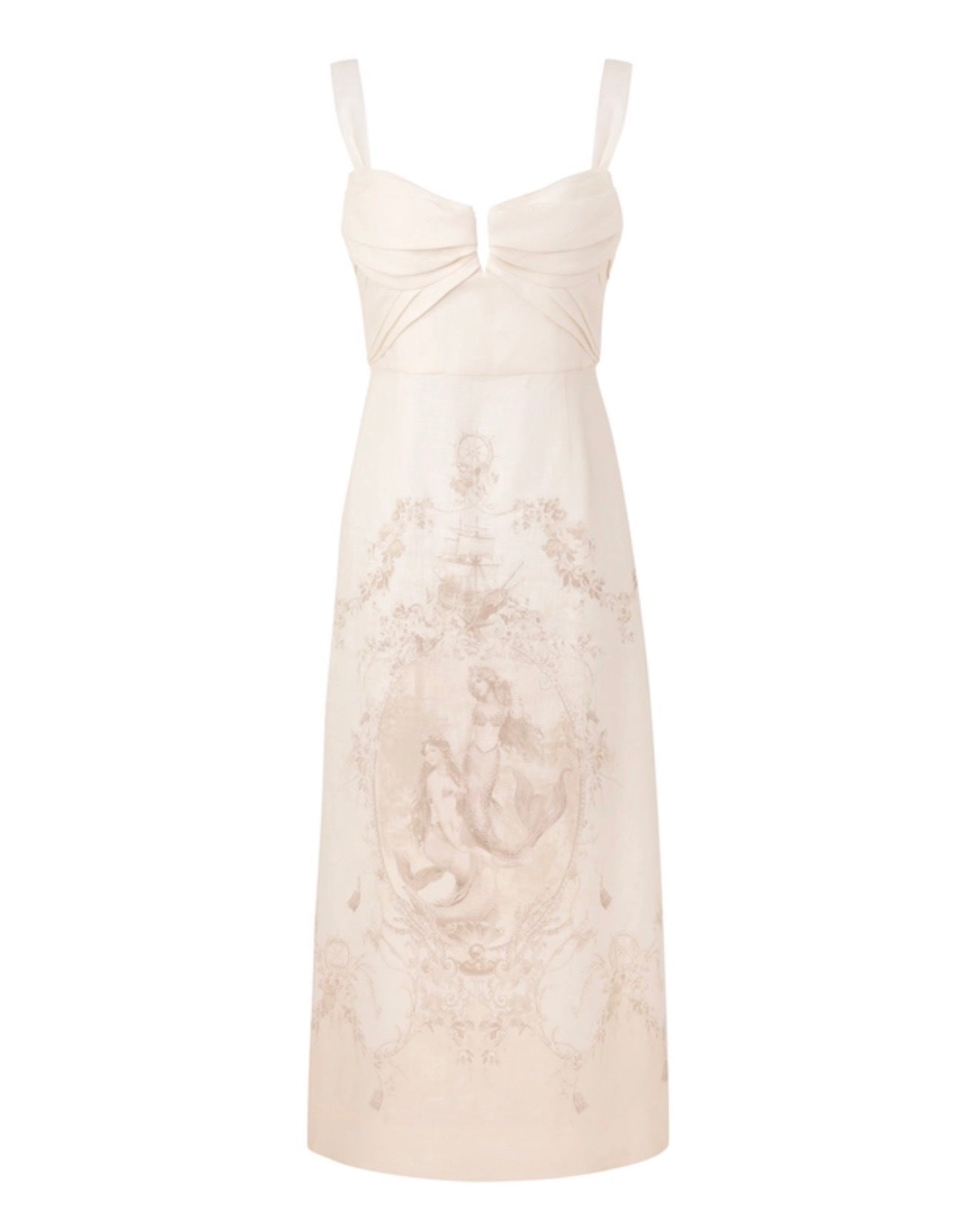 Zimmermann Drape Midi Dress in Mermaid Toile