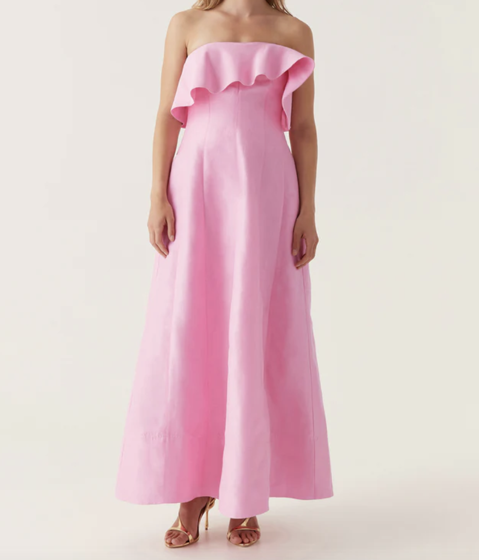 Aje Shallows Strapless Gown