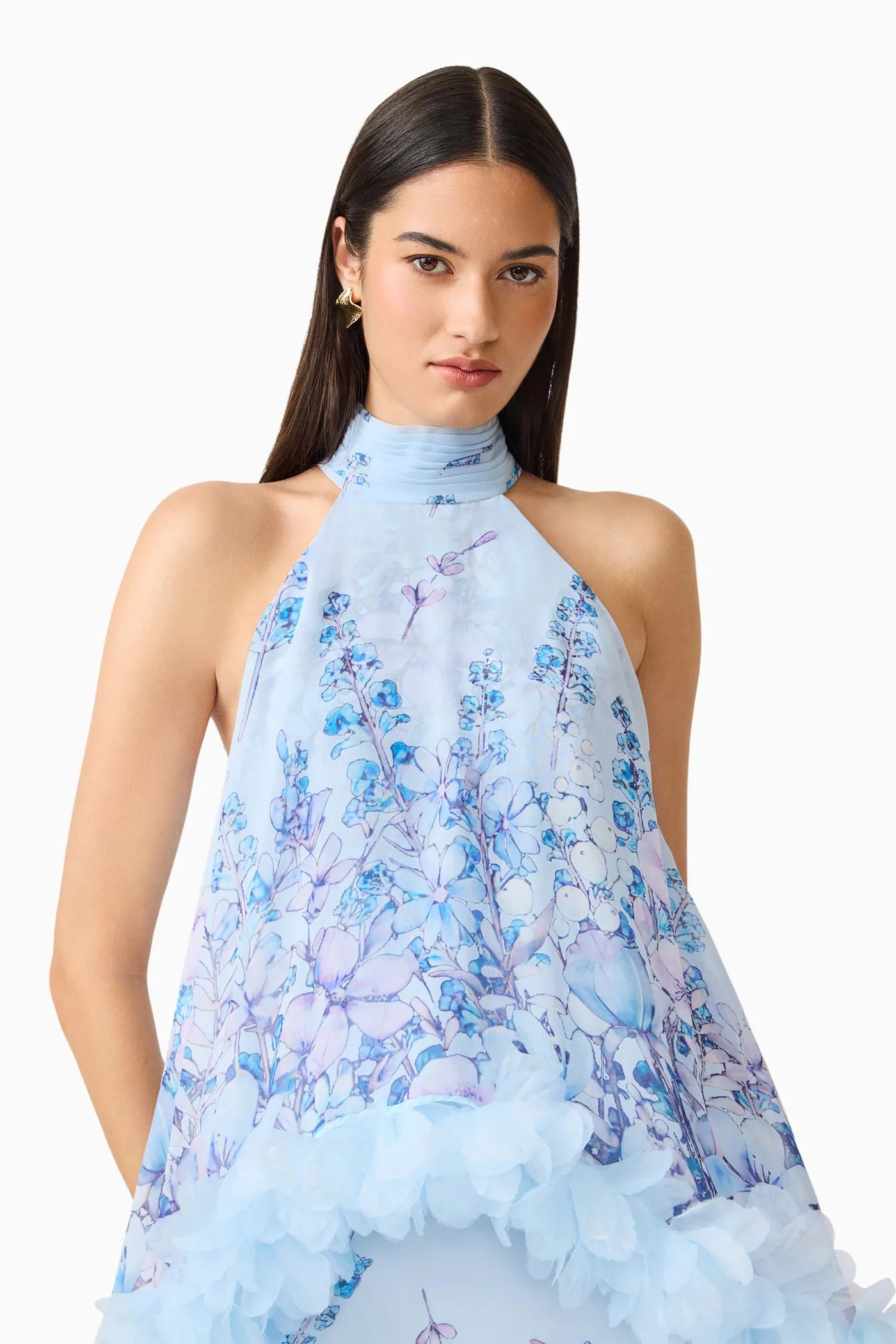 Elliatt Tulsia Floral Cape Maxi Dress in Light Blue