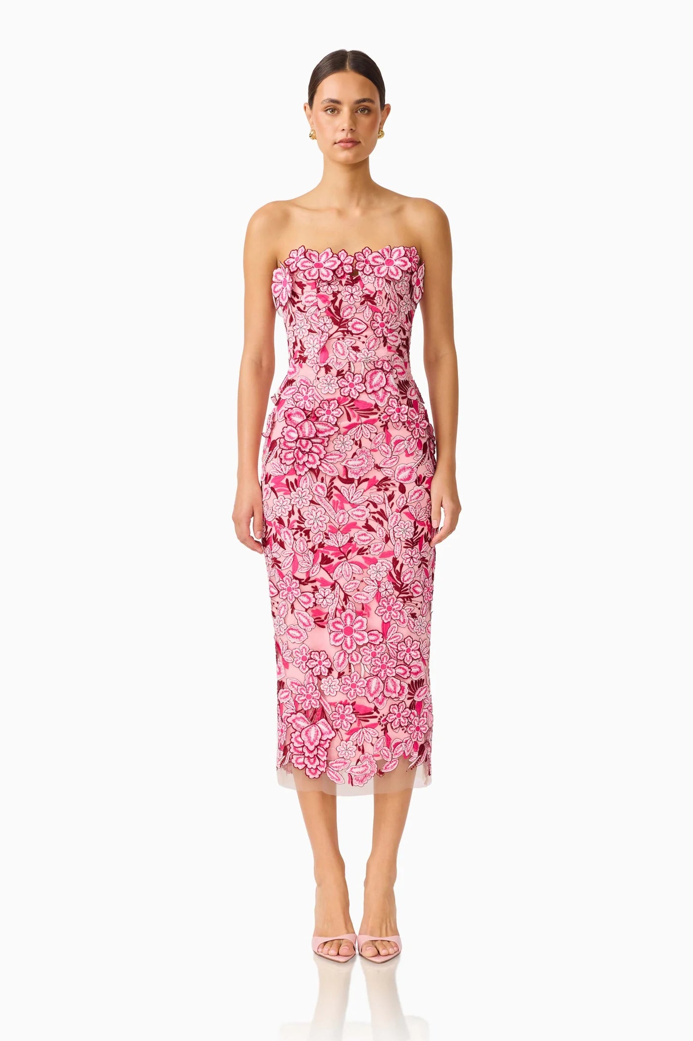 Elliatt Roseate Strapless Midi Dress in Pink