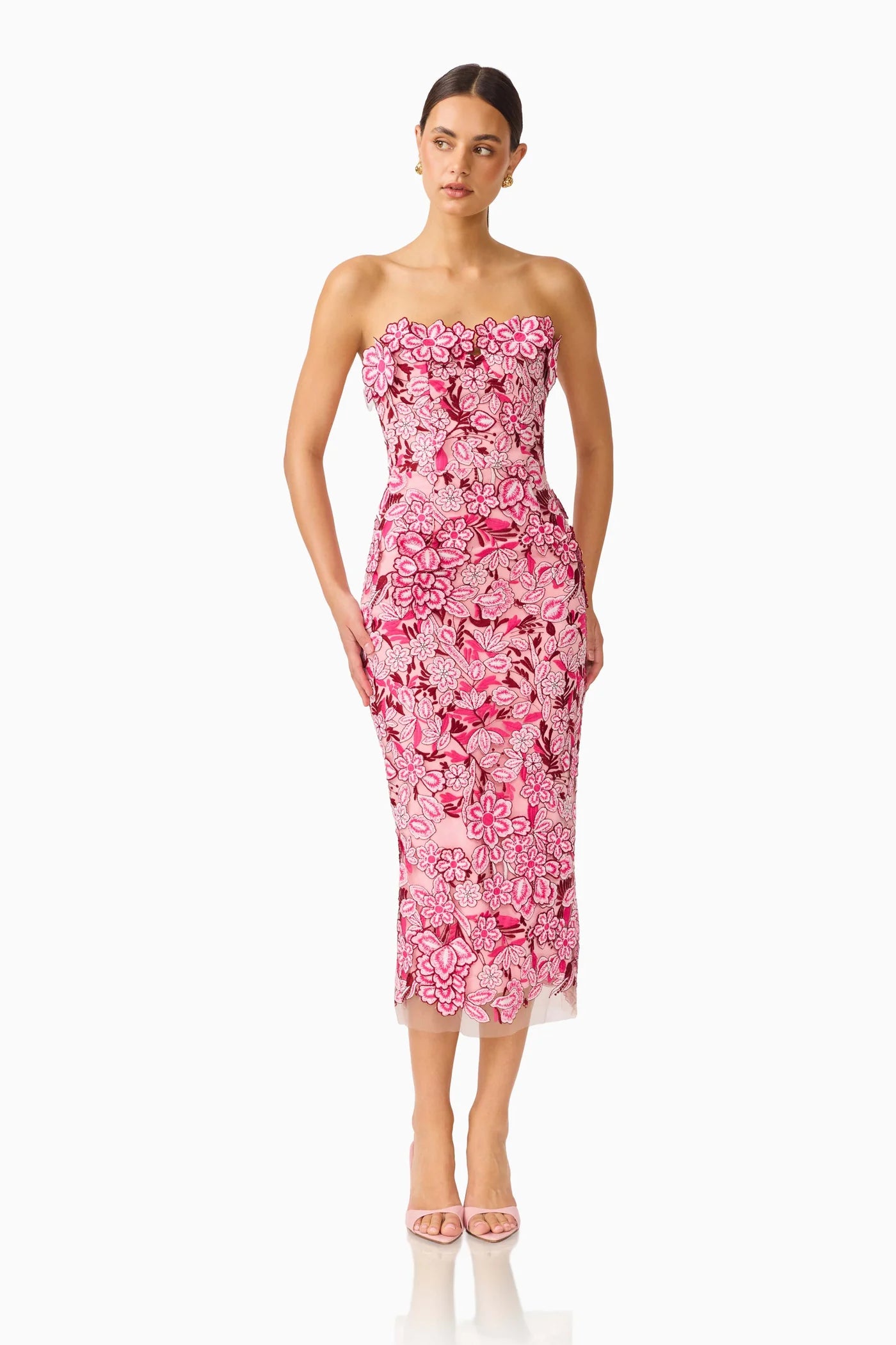 Elliatt Roseate Strapless Midi Dress in Pink